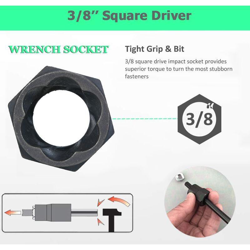 11 piezas, juego de removedor de tuercas para pernos de impacto, enchufe giratorio para extractor de tuercas
11 piezas, juego de removedor de tuercas para pernos de impacto, enchufe giratorio para extractor de tuercas
