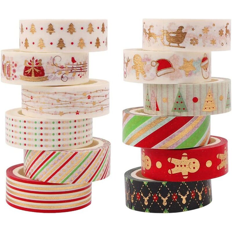 12 rollos de cintas de papel, cintas de decoración navideña de lámina dorada, cintas para álbumes de recortes, cintas de bricolaje, manualidades,
12 rollos de cintas de papel, cintas de decoración navideña de lámina dorada, cintas para álbumes de recortes, cintas de bricolaje, manualidades,