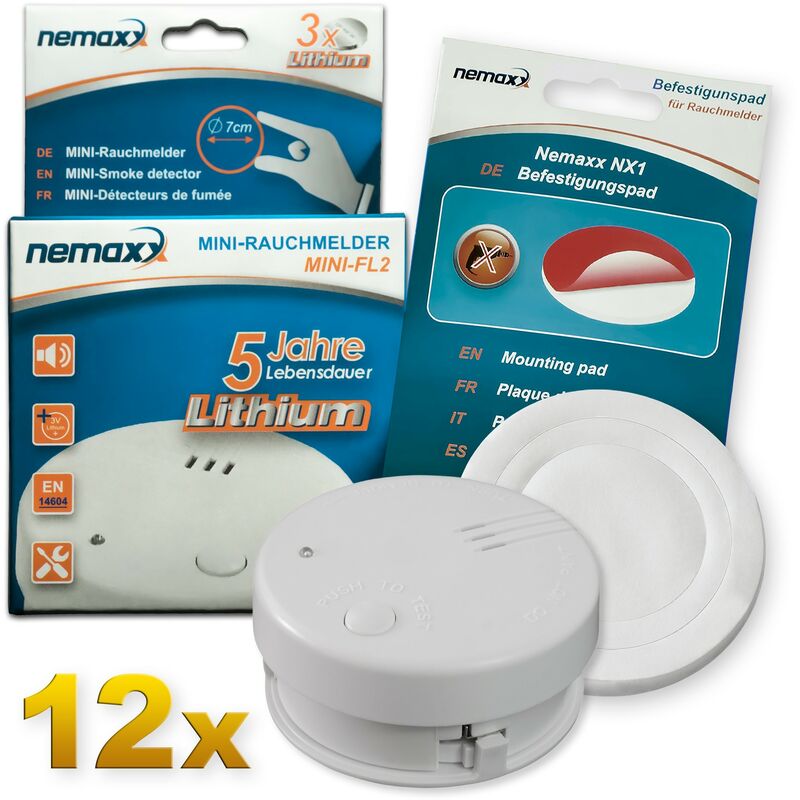 12x detector de humo Mini-FL2 Mini Detector de Fuego y humo detector con batería de litio de acuerdo con la norma DIN EN 14604 + Pad de fijación
12x detector de humo Mini-FL2 Mini Detector de Fuego y humo detector con batería de litio de acuerdo con la norma DIN EN 14604 + Pad de fijación