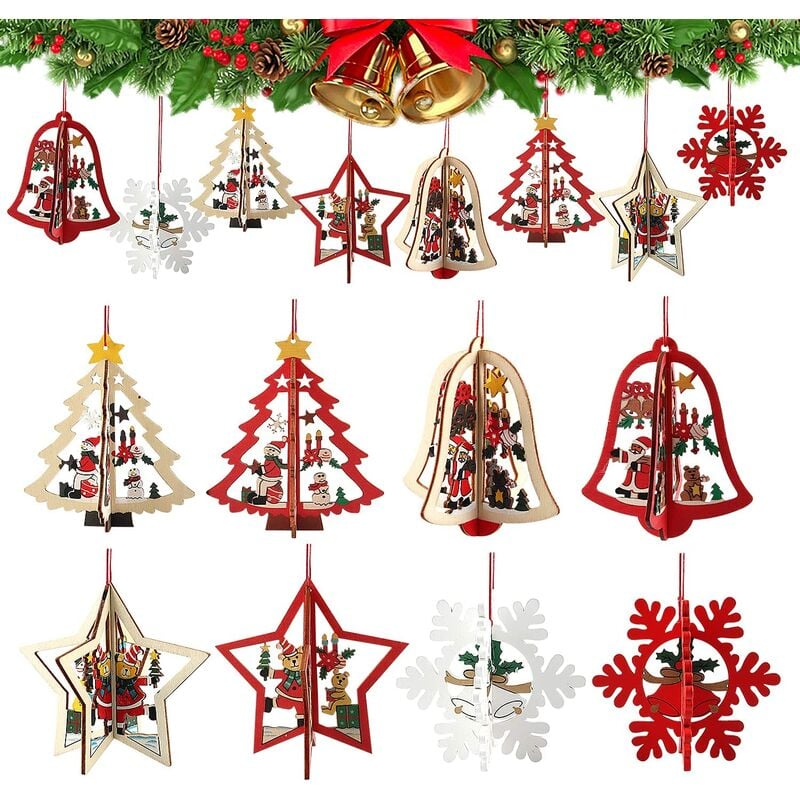 16 piezas de adornos de madera para árboles de Navidad, colgantes de decoración de árboles de Navidad en 3D, colgantes de madera para árboles de
16 piezas de adornos de madera para árboles de Navidad, colgantes de decoración de árboles de Navidad en 3D, colgantes de madera para árboles de