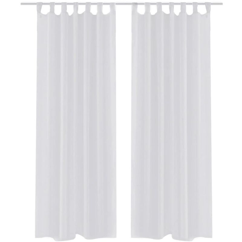 2 Cortinas blancas transparentes 140 x 175 cm - Blanco