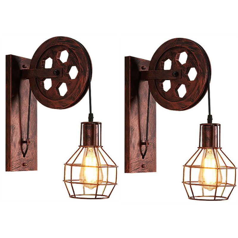 Wottes - 2 pcs lámpara pared de hierro,E27 retro industrial jaula metal luz decorativa baño bar loft Óxido rojo - Óxido rojo
Wottes - 2 pcs lámpara pared de hierro,E27 retro industrial jaula metal luz decorativa baño bar loft Óxido rojo - Óxido rojo