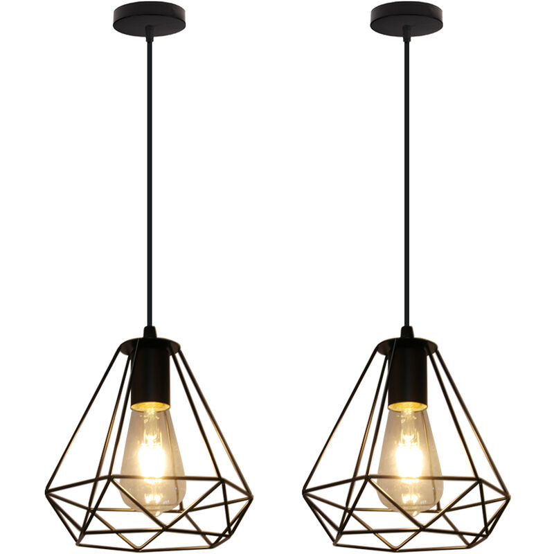 Wottes - 2 pcs lámpara colgantes jaula diamantes metal,cafetería restaurante barra luz decorativa ajustable creativa industrial retro - Negro
Wottes - 2 pcs lámpara colgantes jaula diamantes metal,cafetería restaurante barra luz decorativa ajustable creativa industrial retro - Negro
