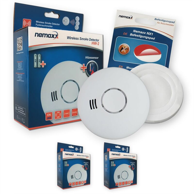 2 x Nemaxx HW-2 detectores de humos sin hilos detectores de humo detectores de calor con sensor combinado de humos y térmico según la DIN EN 14604 +
2 x Nemaxx HW-2 detectores de humos sin hilos detectores de humo detectores de calor con sensor combinado de humos y térmico según la DIN EN 14604 +