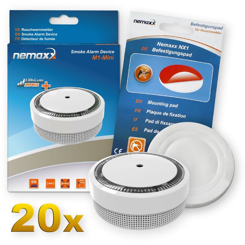 20x Detector de humo M1-Mini sensibilidad ftoeléctrica - con batería de litio tipo DC3V - conforme la norma DIN EN14604 & Vds - blanco + NX1 Pad de
20x Detector de humo M1-Mini sensibilidad ftoeléctrica - con batería de litio tipo DC3V - conforme la norma DIN EN14604 & Vds - blanco + NX1 Pad de