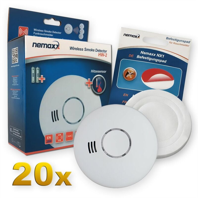 20x Nemaxx HW-2 detectores de humos sin hilos detectores de humo detectores de calor con sensor combinado de humos y térmico según la DIN EN 14604 +
20x Nemaxx HW-2 detectores de humos sin hilos detectores de humo detectores de calor con sensor combinado de humos y térmico según la DIN EN 14604 +
