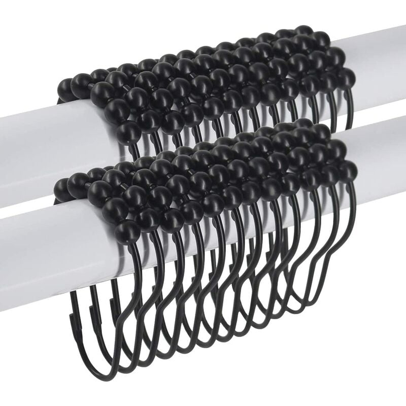 24 ganchos para cortinas de ducha de baño, acero inoxidable negro, cromo pulido, acero inoxidable, ganchos negros
24 ganchos para cortinas de ducha de baño, acero inoxidable negro, cromo pulido, acero inoxidable, ganchos negros