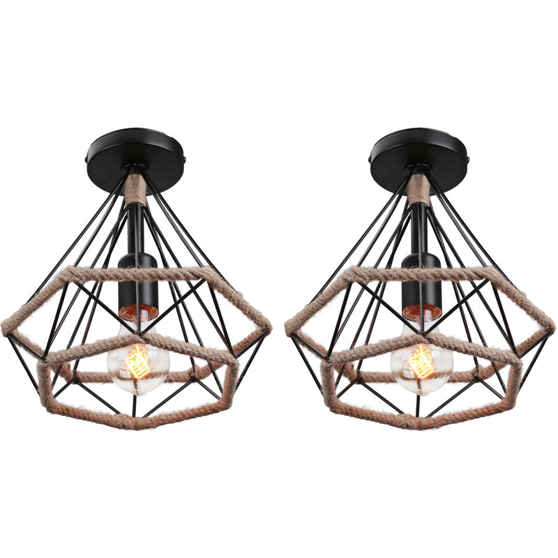 2X Lámparas de Colgar Retro Diamante 25CM Lámpara de Techo de Cuerda de Cáñamo Negra Pantalla de Arte de Hierro para Dormitorio Tipo Loft
2X Lámparas de Colgar Retro Diamante 25CM Lámpara de Techo de Cuerda de Cáñamo Negra Pantalla de Arte de Hierro para Dormitorio Tipo Loft