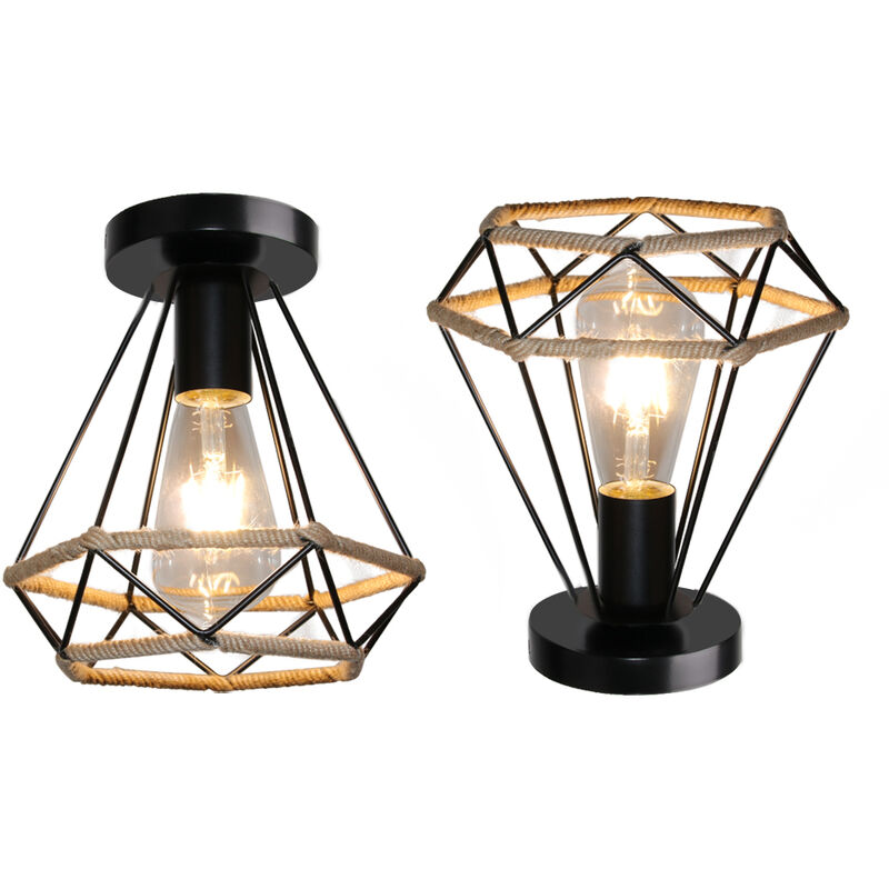 2X Lámpara de Techo de Cuerda de Cáñamo Lámparas de Colgar Retro Diamante 20CM Negra Pantalla de Arte de Hierro para Dormitorio Tipo Loft
2X Lámpara de Techo de Cuerda de Cáñamo Lámparas de Colgar Retro Diamante 20CM Negra Pantalla de Arte de Hierro para Dormitorio Tipo Loft