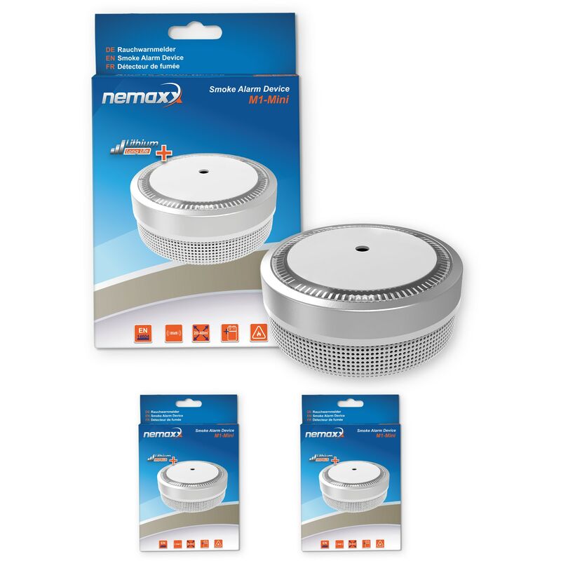 2x Nemaxx Detector de humo M1-Mini sensibilidad fotoeléctrica - con batería de litio tipo DC3V - conforme la norma DIN EN14604 & Vds - plateado
2x Nemaxx Detector de humo M1-Mini sensibilidad fotoeléctrica - con batería de litio tipo DC3V - conforme la norma DIN EN14604 & Vds - plateado