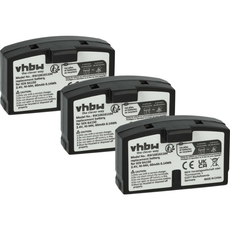 3 baterías Ni-MH 60mAh (2.4V) para auriculares Sennheiser A200, HDI 302, HDI 380, HDR4, HDR6, HDR30 como BA-150, BA150, BA-151, BA151. - Vhbw
3 baterías Ni-MH 60mAh (2.4V) para auriculares Sennheiser A200, HDI 302, HDI 380, HDR4, HDR6, HDR30 como BA-150, BA150, BA-151, BA151. - Vhbw