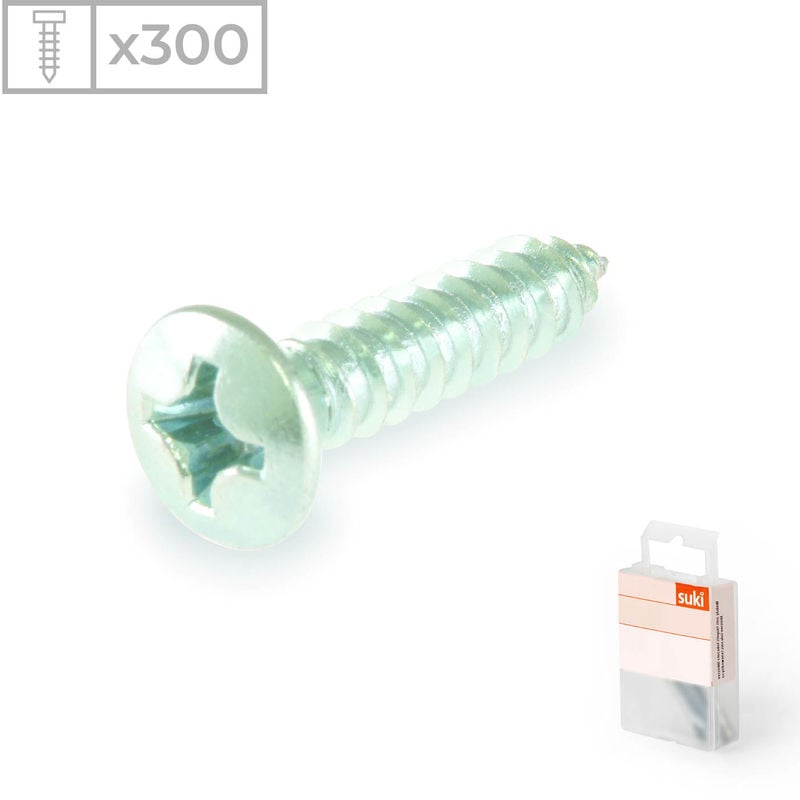 300 Tornillos rosca chapa con cabeza redonda fabricado en acero zincado, medidas 4,2x19mm
300 Tornillos rosca chapa con cabeza redonda fabricado en acero zincado, medidas 4,2x19mm