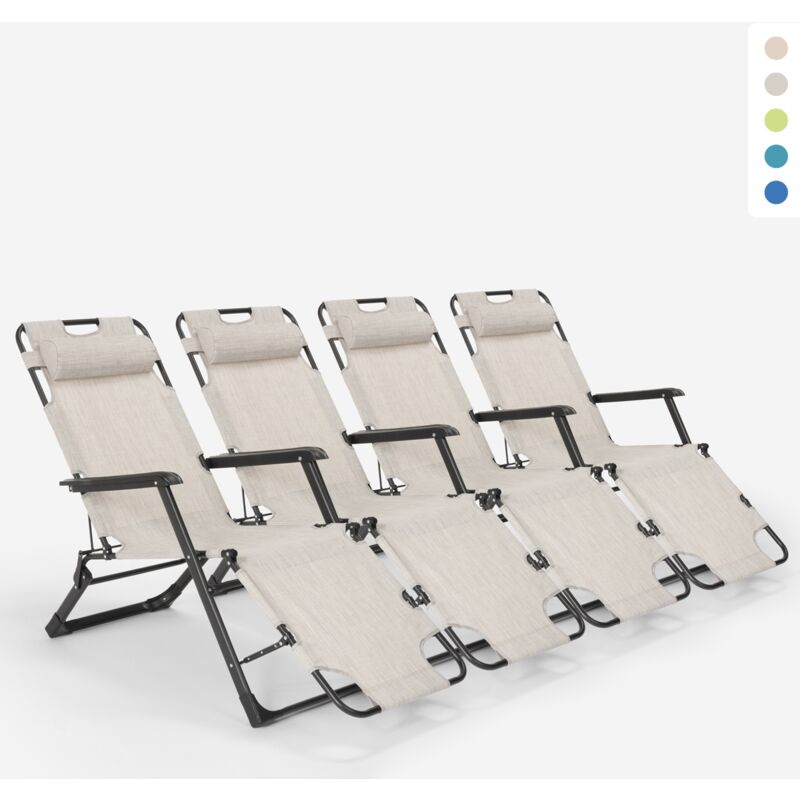 4 sillas de playa tumbona hamaca plegables de jardín multiposición Zero Gravity | Gris
4 sillas de playa tumbona hamaca plegables de jardín multiposición Zero Gravity | Gris