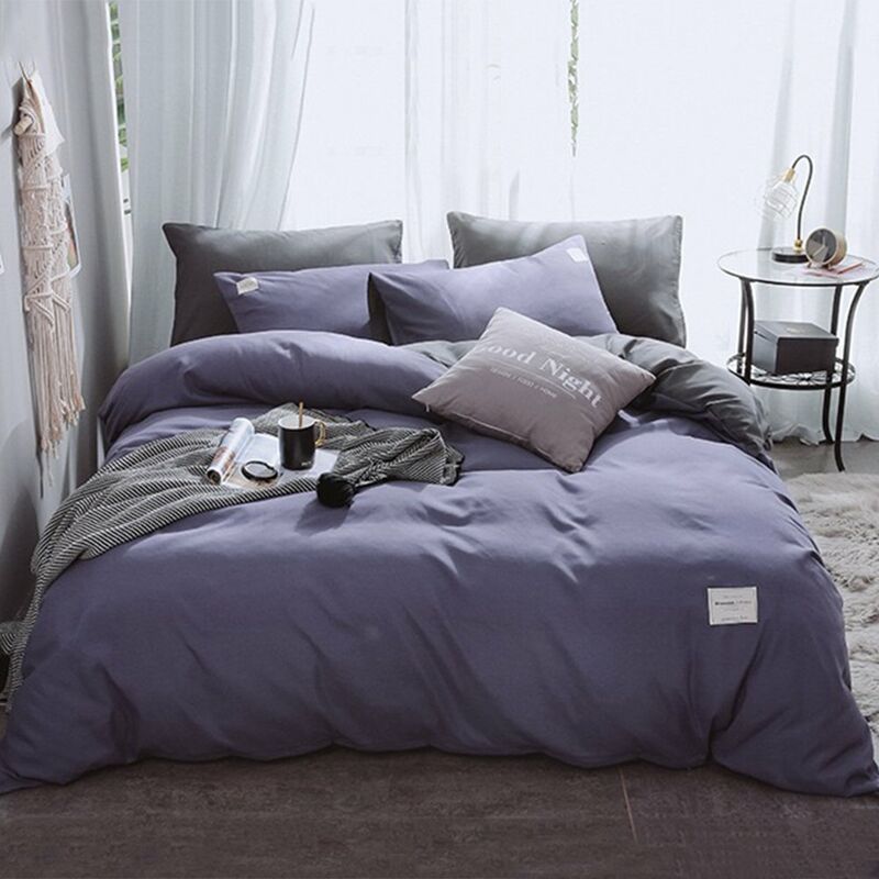 4 unids / set funda nordica y sabana y 2 piezas funda de almohada juegos de cama ropa de cama suministros de dormitorio para el hogar,Morado y gris,
4 unids / set funda nordica y sabana y 2 piezas funda de almohada juegos de cama ropa de cama suministros de dormitorio para el hogar,Morado y gris,