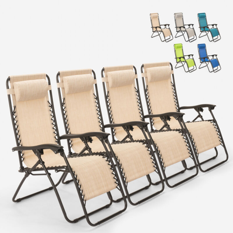 4 sillas de playa tumbonas hamacas plegables de jardín de varias posiciones Emily Zero Gravity | Beige
4 sillas de playa tumbonas hamacas plegables de jardín de varias posiciones Emily Zero Gravity | Beige
