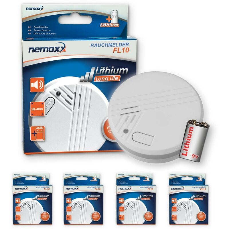 Nemaxx - 4x FL10 detector de humo con batería de litio de 10 años , Alarma de seguridad contra incendios - de acuerdo a la norma DIN EN 14604
Nemaxx - 4x FL10 detector de humo con batería de litio de 10 años , Alarma de seguridad contra incendios - de acuerdo a la norma DIN EN 14604