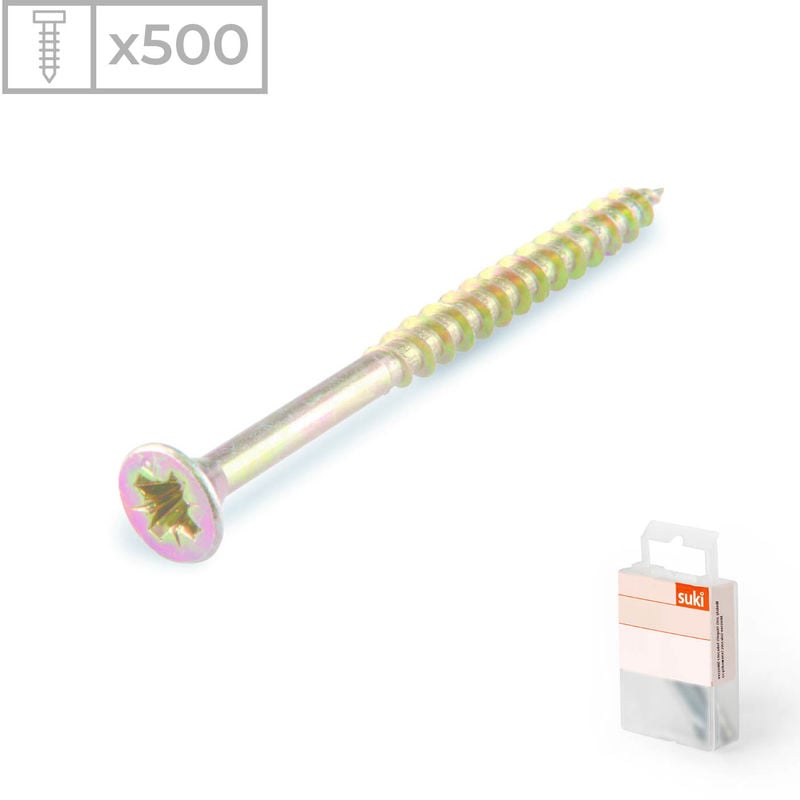 500 Tornillos para madera con cabeza avellanada fabricados en acero zincado, medidas 3,0x35mm
500 Tornillos para madera con cabeza avellanada fabricados en acero zincado, medidas 3,0x35mm
