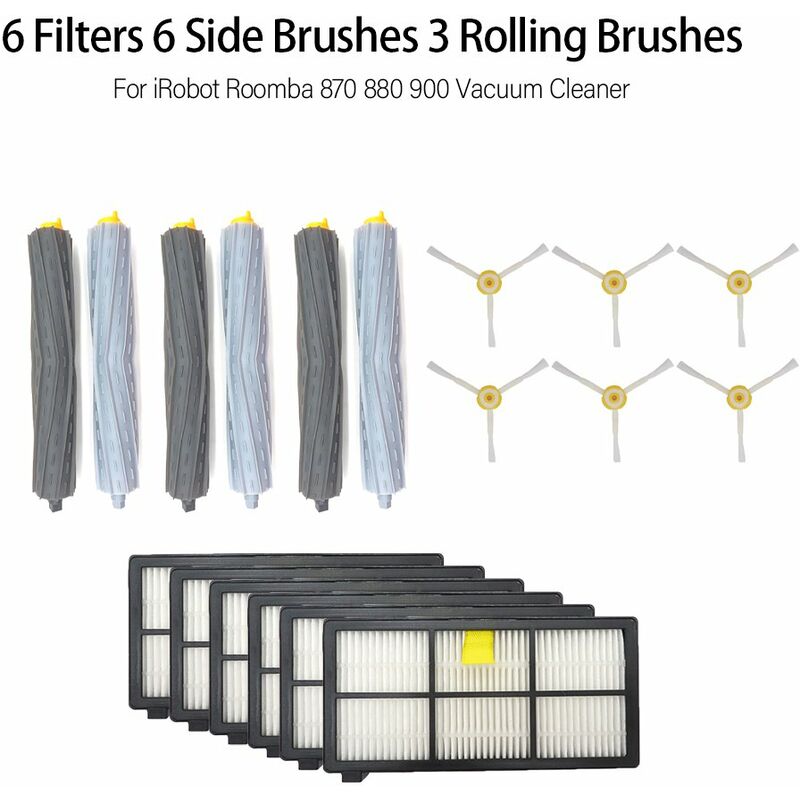 Happyshopping - 6 filtros, 6 cepillos laterales, 3 cepillos rodantes, para aspiradora iRobot Roomba 870, 880, 900
Happyshopping - 6 filtros, 6 cepillos laterales, 3 cepillos rodantes, para aspiradora iRobot Roomba 870, 880, 900