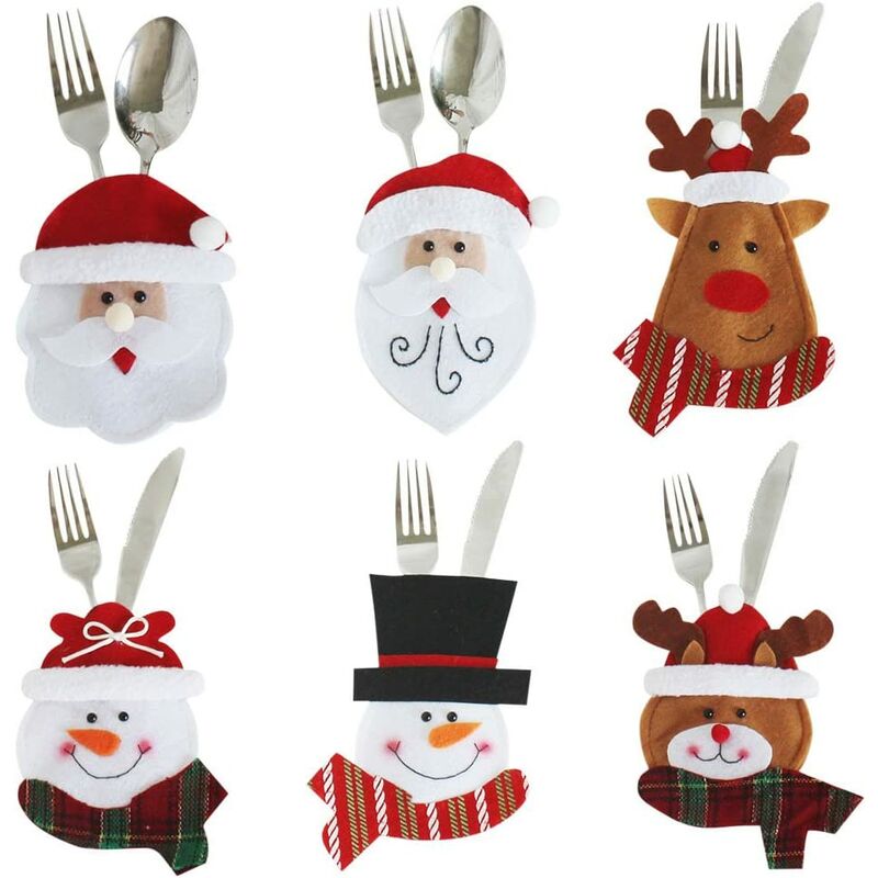 6 piezas soporte para cubiertos servilleta cuchillos tenedor cuchara lindo disfraz de Papá Noel para decoración de mesa de cocina Nochebuena
6 piezas soporte para cubiertos servilleta cuchillos tenedor cuchara lindo disfraz de Papá Noel para decoración de mesa de cocina Nochebuena