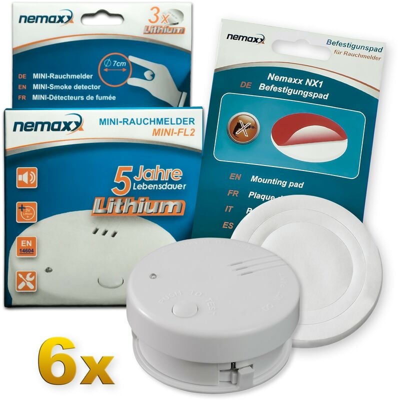 6x detector de humo Mini-FL2 Mini Detector de Fuego y humo detector con batería de litio de acuerdo con la norma DIN EN 14604 + Pad de fijación
6x detector de humo Mini-FL2 Mini Detector de Fuego y humo detector con batería de litio de acuerdo con la norma DIN EN 14604 + Pad de fijación
