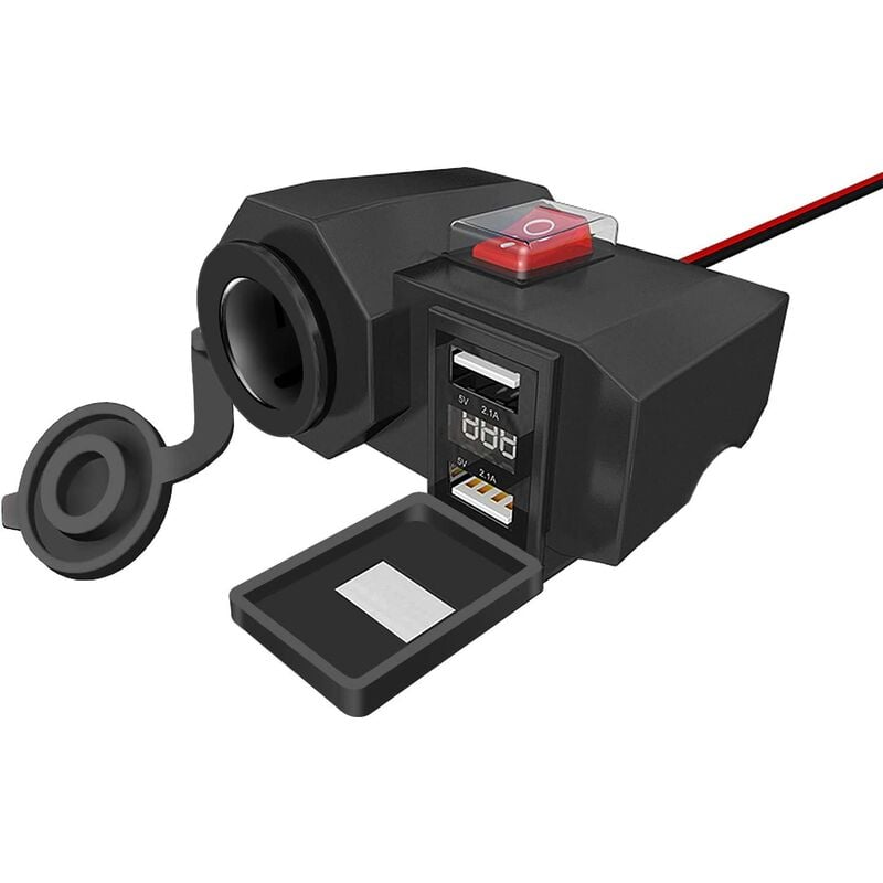 Adaptador de cargador USB a prueba de agua para motocicleta 5V y 2.1A Encendedor de cigarrillos dual USB 12V con interruptor de encendido
Adaptador de cargador USB a prueba de agua para motocicleta 5V y 2.1A Encendedor de cigarrillos dual USB 12V con interruptor de encendido
