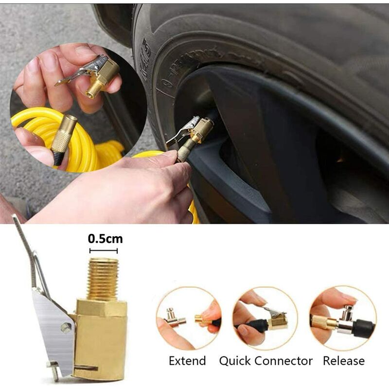 Adaptador de válvula de neumático de automóvil, compresor de latón neumático, clip de bomba de aire (4 piezas)
Adaptador de válvula de neumático de automóvil, compresor de latón neumático, clip de bomba de aire (4 piezas)