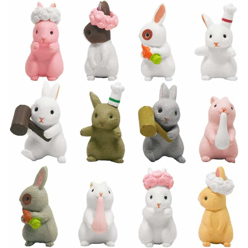 Abcrital - Adorno de conejito en miniatura, 12 minifiguras de conejito de Pascua, figura de conejito de Pascua, pequeños animales de resina, juguete
Abcrital - Adorno de conejito en miniatura, 12 minifiguras de conejito de Pascua, figura de conejito de Pascua, pequeños animales de resina, juguete