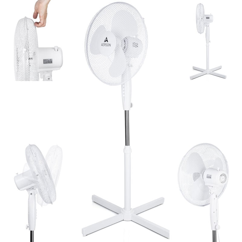 AERSON - Ventilador de pie de 40 cm, altura regulable hasta 120 cm, gran flujo de aire, 3 niveles de velocidad diferentes, función de oscilación
AERSON - Ventilador de pie de 40 cm, altura regulable hasta 120 cm, gran flujo de aire, 3 niveles de velocidad diferentes, función de oscilación