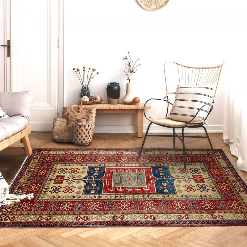 Alfombra oriental kazak 30 1a2t beige lana - Beige