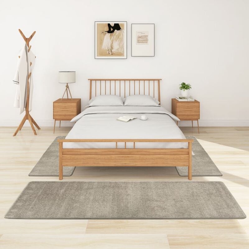 Youthup - Alfombras de dormitorio de pelo largo 3 piezas gris - Gris