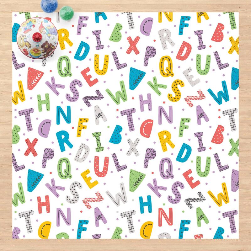 Alfombras vinílicas - Alphabet With Hearts And Dots In Colourful - Cuadrado 1:1 Dimensión LxA: 120cm x 120cm
Alfombras vinílicas - Alphabet With Hearts And Dots In Colourful - Cuadrado 1:1 Dimensión LxA: 120cm x 120cm