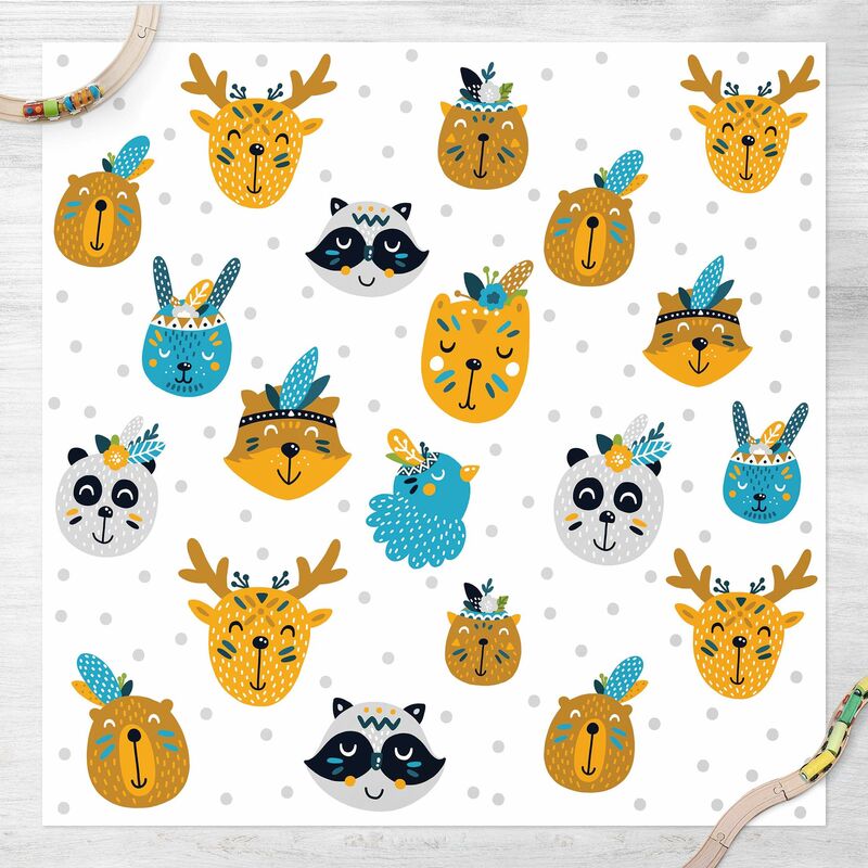 Alfombras vinílicas - Animal Friends With Small Feathered Headdresses - Cuadrado 1:1 Dimensión LxA: 60cm x 60cm
Alfombras vinílicas - Animal Friends With Small Feathered Headdresses - Cuadrado 1:1 Dimensión LxA: 60cm x 60cm
