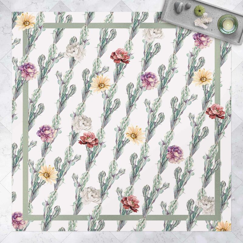 Alfombras vinílicas - Cacti With Colourful Flowers And Frame - Cuadrado 1:1 Dimensión LxA: 40cm x 40cm
Alfombras vinílicas - Cacti With Colourful Flowers And Frame - Cuadrado 1:1 Dimensión LxA: 40cm x 40cm