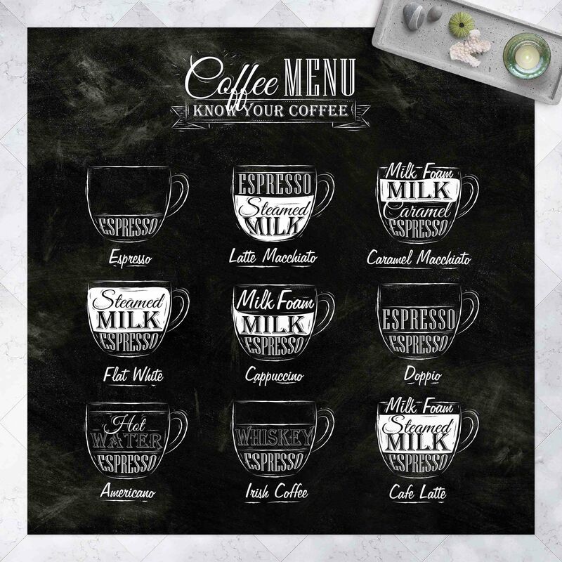 Alfombras vinílicas - Coffee Varieties Chalkboard - Cuadrado 1:1 Dimensión LxA: 140cm x 140cm
Alfombras vinílicas - Coffee Varieties Chalkboard - Cuadrado 1:1 Dimensión LxA: 140cm x 140cm