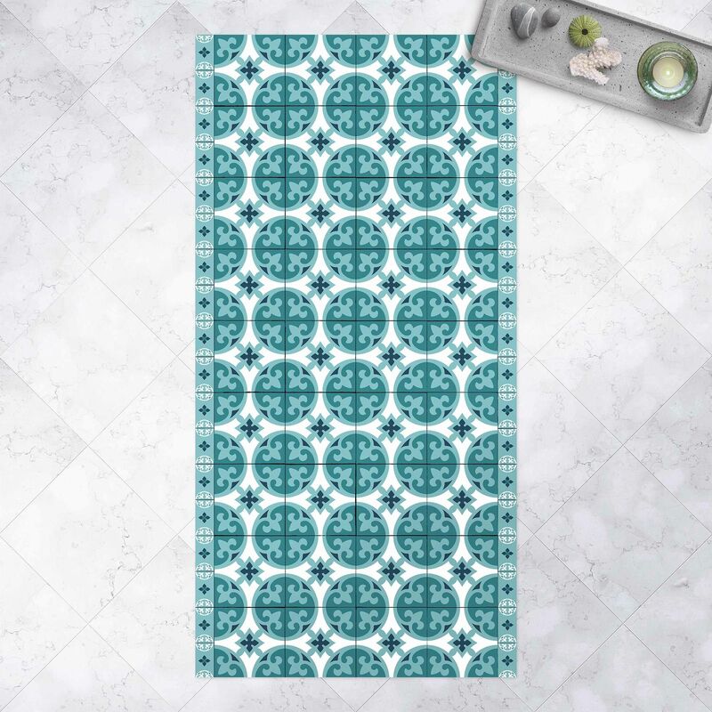 Alfombras vinílicas - Geometrical Tile Mix Circles Turquoise - Alto 2:1 Dimensión LxA: 160cm x 80cm
Alfombras vinílicas - Geometrical Tile Mix Circles Turquoise - Alto 2:1 Dimensión LxA: 160cm x 80cm