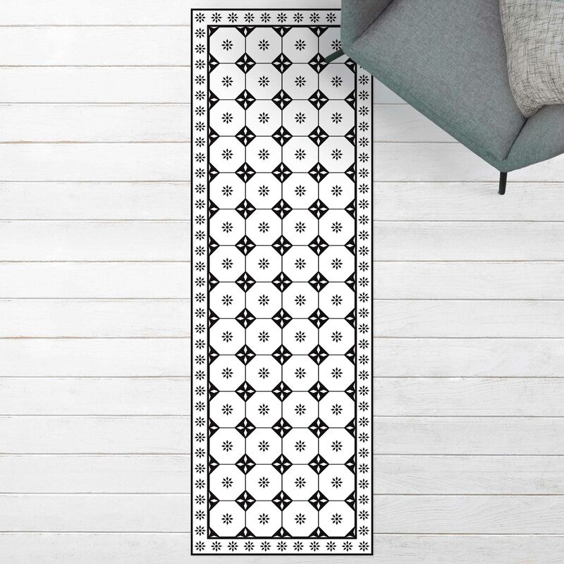 Alfombras vinílicas - Geometrical Tiles Cottage Black And White With Border - Panorámico Dimensión LxA: 270cm x 90cm
Alfombras vinílicas - Geometrical Tiles Cottage Black And White With Border - Panorámico Dimensión LxA: 270cm x 90cm