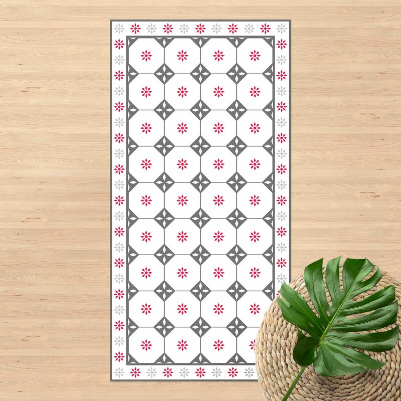 Alfombras vinílicas - Geometrical Tiles Cottage Grey Red With Border - Alto 2:1 Dimensión LxA: 120cm x 60cm
Alfombras vinílicas - Geometrical Tiles Cottage Grey Red With Border - Alto 2:1 Dimensión LxA: 120cm x 60cm