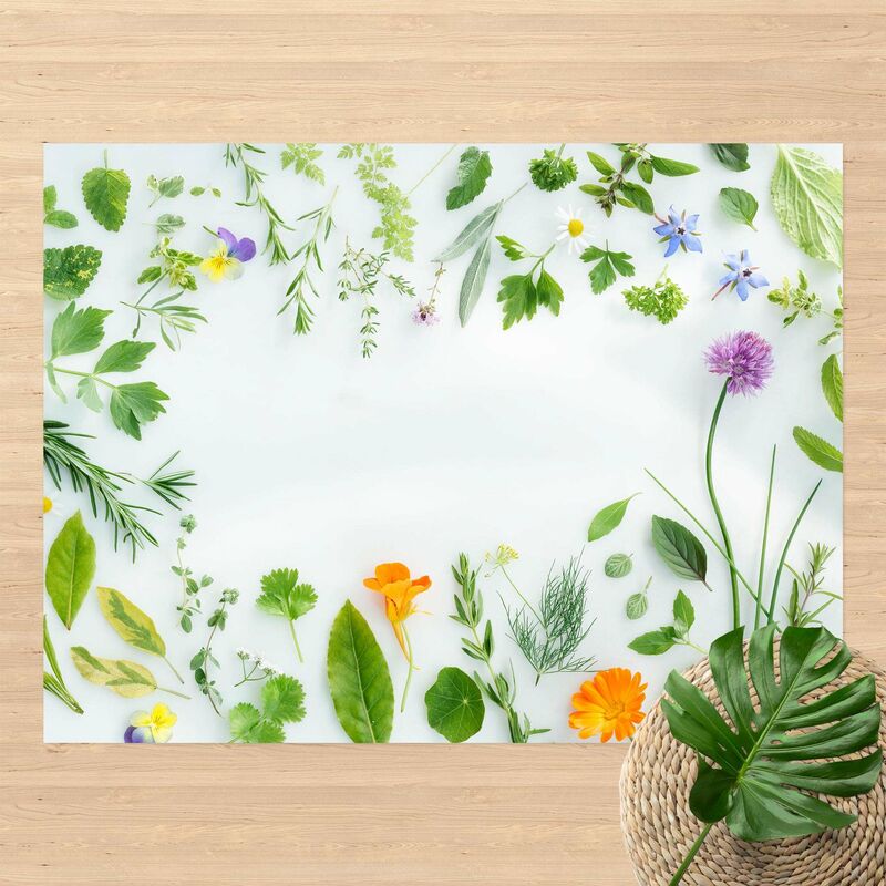 Alfombras vinílicas - Herbs And Flowers - Apaisado 3:4 Dimensión LxA: 90cm x 120cm 
Alfombras vinílicas - Herbs And Flowers - Apaisado 3:4 Dimensión LxA: 90cm x 120cm