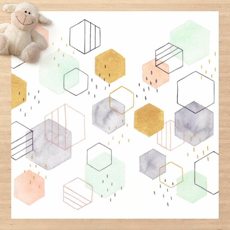 Alfombras vinílicas - Hexagonal Scattering I - Cuadrado 1:1 Dimensión LxA: 140cm x 140cm 
Alfombras vinílicas - Hexagonal Scattering I - Cuadrado 1:1 Dimensión LxA: 140cm x 140cm