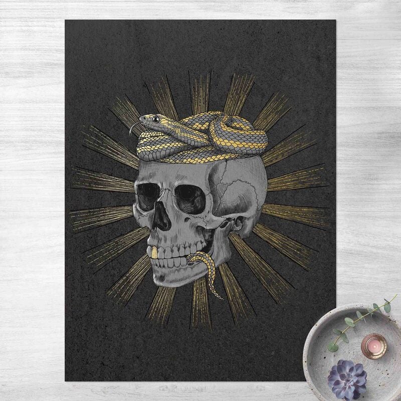 Alfombras vinílicas - Laura Graves - Illustration Skull And Snake Black Gold - Alto 4:3 Dimensión LxA: 80cm x 60cm
Alfombras vinílicas - Laura Graves - Illustration Skull And Snake Black Gold - Alto 4:3 Dimensión LxA: 80cm x 60cm