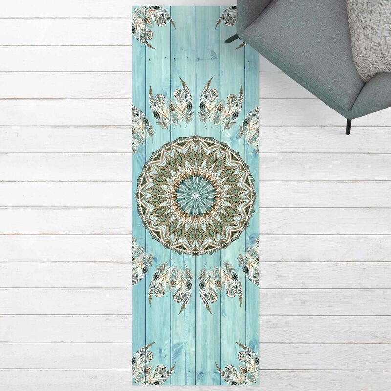 Alfombras vinílicas - Mandala Watercolour Feathers Blue Green Wooden Boards - Panorámico Dimensión LxA: 90cm x 30cm
Alfombras vinílicas - Mandala Watercolour Feathers Blue Green Wooden Boards - Panorámico Dimensión LxA: 90cm x 30cm