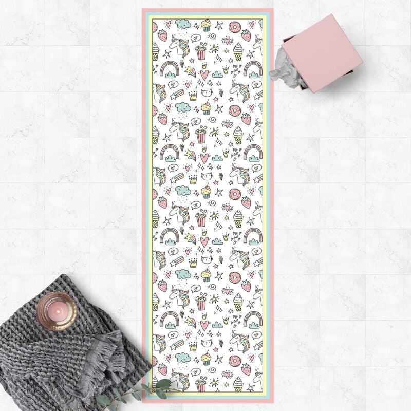 Alfombras vinílicas - Unicorns And Sweets In Pastel With Frame - Panorámico Dimensión LxA: 270cm x 90cm
Alfombras vinílicas - Unicorns And Sweets In Pastel With Frame - Panorámico Dimensión LxA: 270cm x 90cm