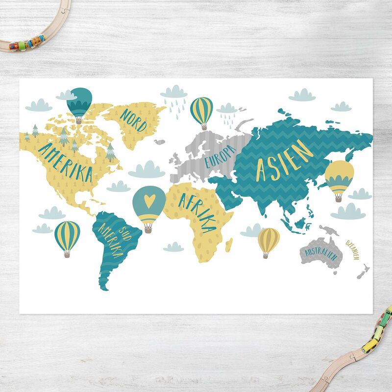 Alfombras vinílicas - World Map with Hot-Air Balloon - Apaisado 2:3 Dimensión LxA: 80cm x 120cm
Alfombras vinílicas - World Map with Hot-Air Balloon - Apaisado 2:3 Dimensión LxA: 80cm x 120cm