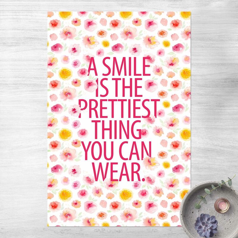 Alfombras vinílicas - A Smile Is The Prettiest Thing On Watercolour Flowers - Alto 3:2 Dimensión LxA: 60cm x 40cm
Alfombras vinílicas - A Smile Is The Prettiest Thing On Watercolour Flowers - Alto 3:2 Dimensión LxA: 60cm x 40cm