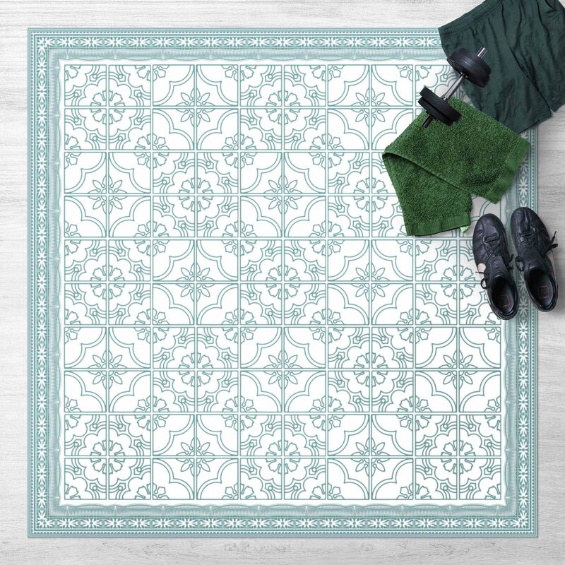 Alfombras vinílicas - Floral Tile Pattern Mint Green Colour With Border - Cuadrado 1:1 Dimensión LxA: 140cm x 140cm
Alfombras vinílicas - Floral Tile Pattern Mint Green Colour With Border - Cuadrado 1:1 Dimensión LxA: 140cm x 140cm