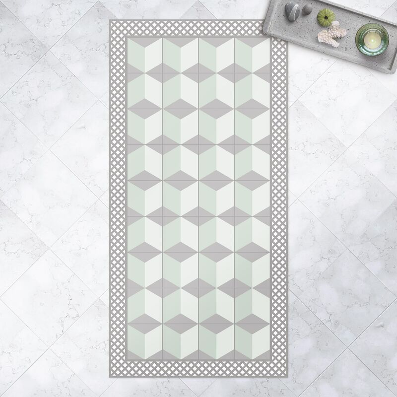 Bilderwelten - Alfombras vinílicas - Geometrical Tiles Illusion Of Stairs In Mint Green With Border - Alto 2:1 Dimensión LxA: 220cm x 110cm
Bilderwelten - Alfombras vinílicas - Geometrical Tiles Illusion Of Stairs In Mint Green With Border - Alto 2:1 Dimensión LxA: 220cm x 110cm