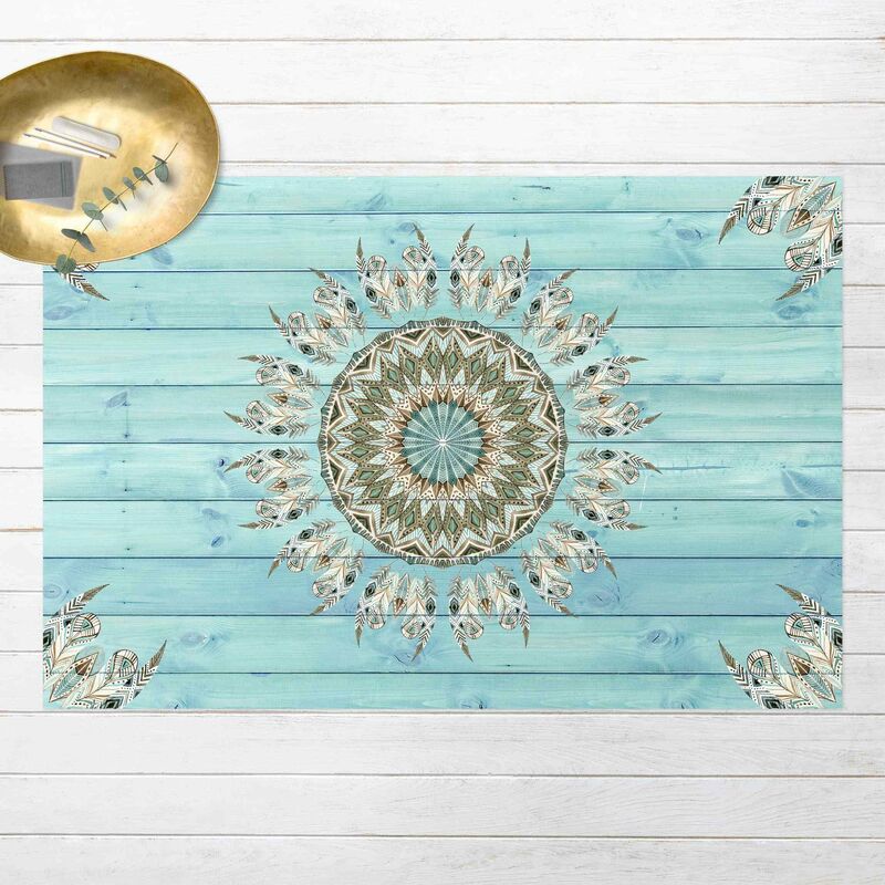 Alfombras vinílicas - Mandala Watercolour Feathers Blue Green Wooden Boards - Apaisado 2:3 Dimensión LxA: 80cm x 120cm
Alfombras vinílicas - Mandala Watercolour Feathers Blue Green Wooden Boards - Apaisado 2:3 Dimensión LxA: 80cm x 120cm