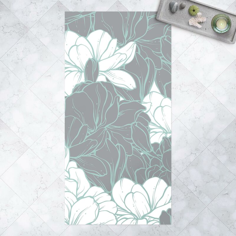 Alfombras vinílicas - Sea Of Magnolia Blossoms White Gray Mint Colour - Alto 2:1 Dimensión LxA: 200cm x 100cm
Alfombras vinílicas - Sea Of Magnolia Blossoms White Gray Mint Colour - Alto 2:1 Dimensión LxA: 200cm x 100cm