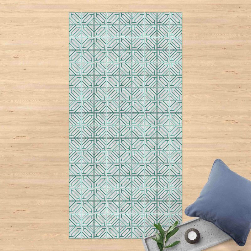 Alfombras vinílicas - Tile Pattern Rhomboidal Geometry Turquoise - Alto 2:1 Dimensión LxA: 140cm x 70cm
Alfombras vinílicas - Tile Pattern Rhomboidal Geometry Turquoise - Alto 2:1 Dimensión LxA: 140cm x 70cm