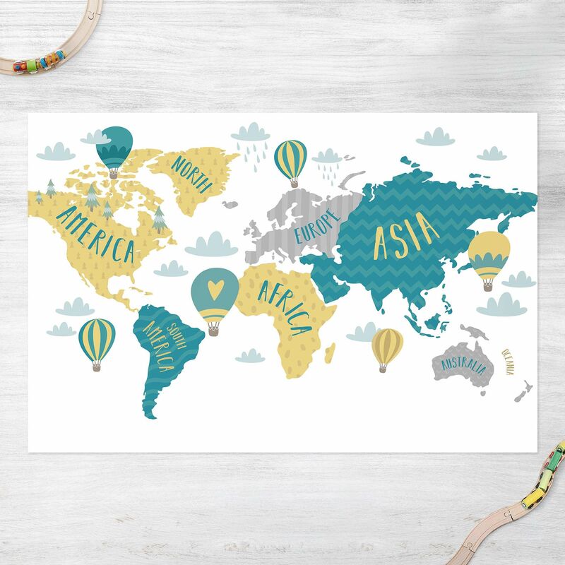 Alfombras vinílicas - World Map with Hot-Air Balloon - Apaisado 2:3 Dimensión LxA: 60cm x 90cm
Alfombras vinílicas - World Map with Hot-Air Balloon - Apaisado 2:3 Dimensión LxA: 60cm x 90cm